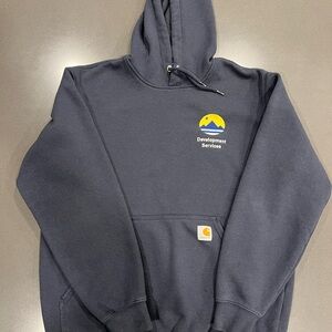 Carhartt Navy Hoodie with Yellow Development Services Logo